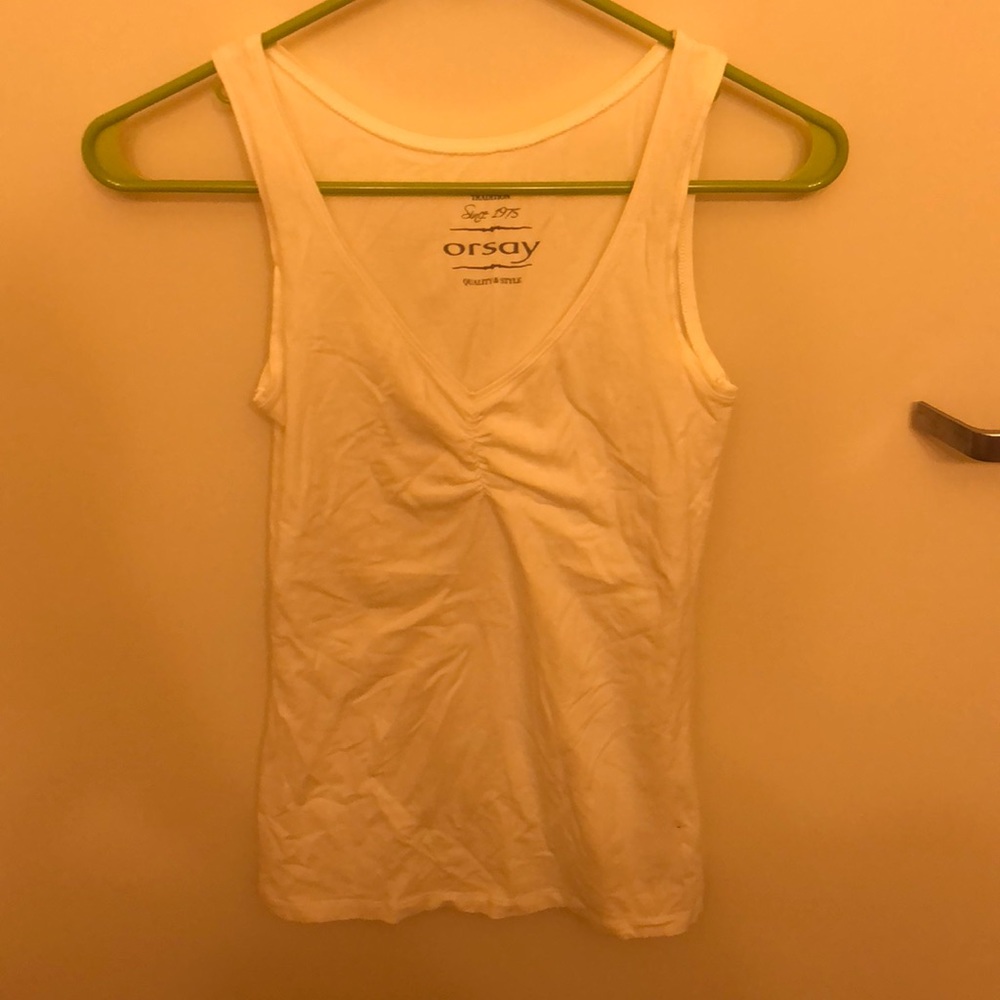 Orsay White V Neck Ruched Tank Top